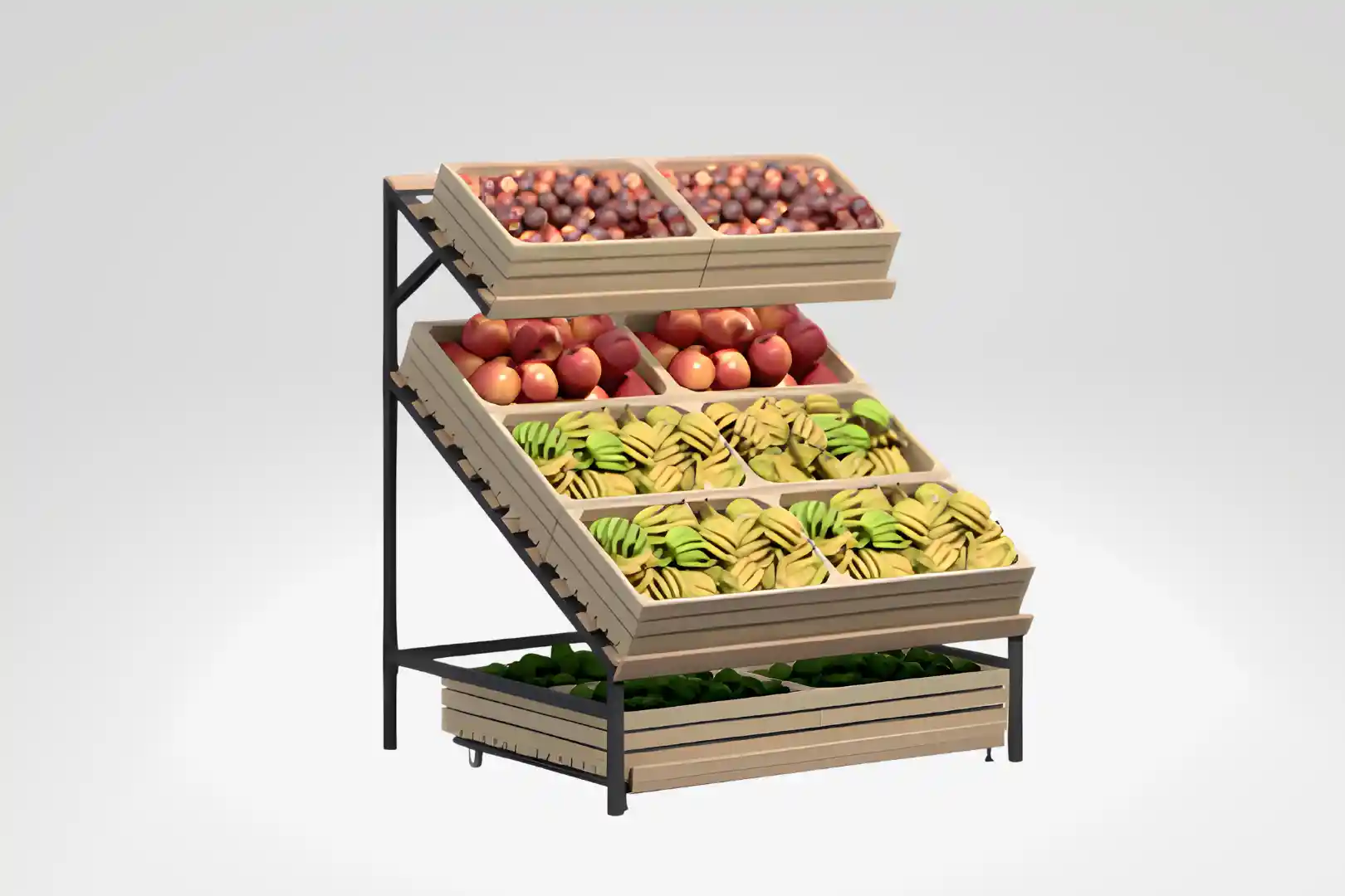 Présentoir à Fruits 3 Étages Bambou - Range Cuisine, Bureau - Pour Fruits, Légumes, Snacks
