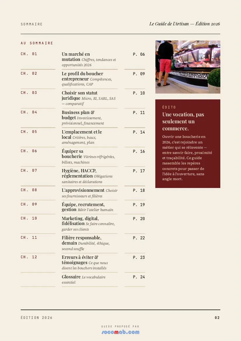 Page sommaire du guide